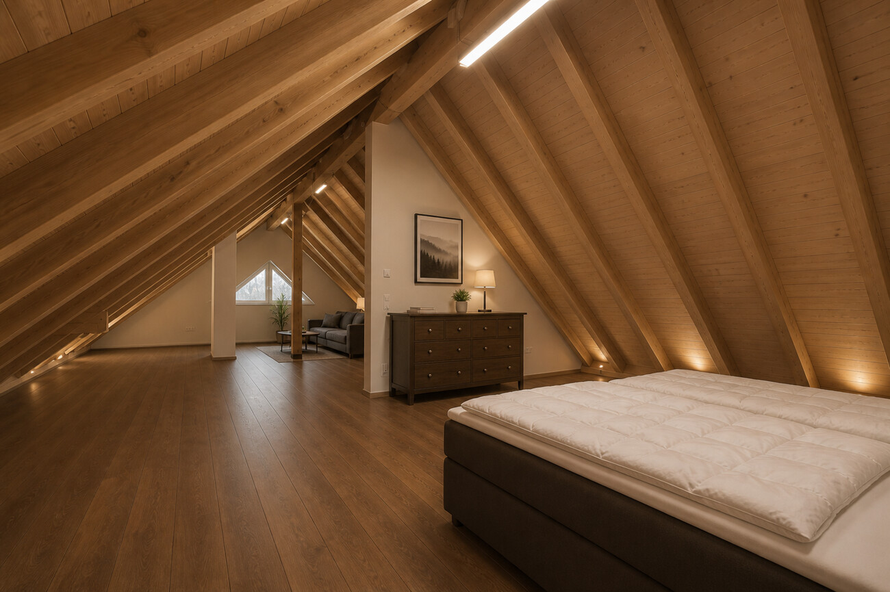Studio im Dachgeschoss · Visualisierung